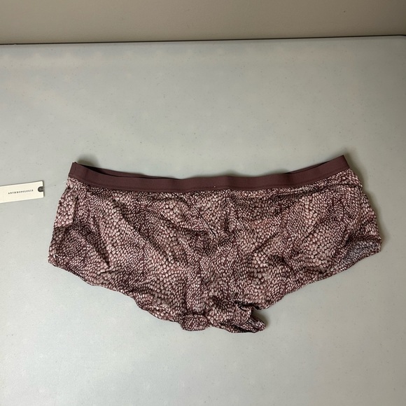 Anthropologie Brown Motif Micro Sleep Shorts Pajamas Size XL NWT - Picture 3 of 3
